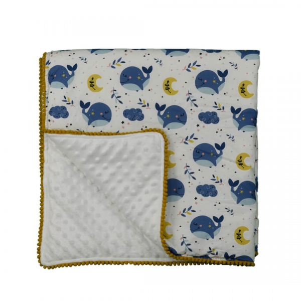 Κουβέρτα fleece με pom-pom Whale 3103 - image 3103_1-600x600 on https://old.bebestars.gr