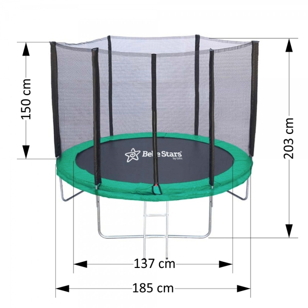 Τραμπολίνο με δίχτυ 185cm Green 646-174 - image 646-174-dimensions-600x600 on https://old.bebestars.gr