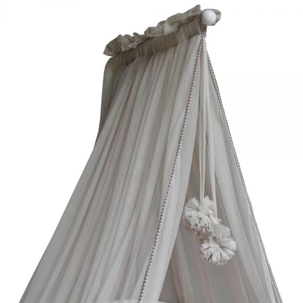 Κουνουπιέρα κρεβατιού με pom-pom Beige 603-182 - image 603-182-600x600 on https://old.bebestars.gr
