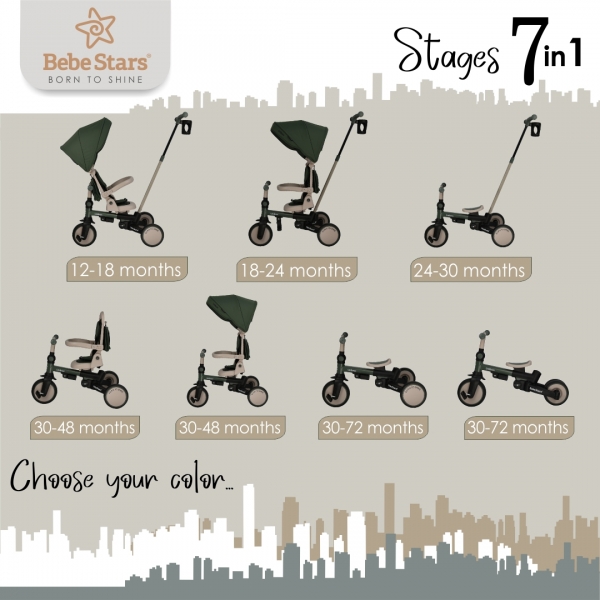 Ποδηλατάκι τρίκυκλο Urban 7in1 Smoked Grey 822-186 - image 822--600x600 on https://old.bebestars.gr