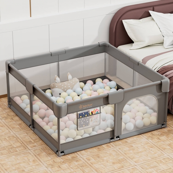Πάρκο για μωρά τετράγωνο 150x150cm Playzen Grey 880-100 - image 880-100-11-600x600 on https://old.bebestars.gr