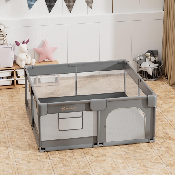 Πάρκο για μωρά τετράγωνο 150x150cm Playzen Grey 880-100 - image 880-100-5-600x600 on https://old.bebestars.gr