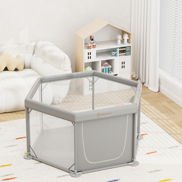 Παρκοκρέβατο Πολύγωνο Nestilo Grey 889-100 - image 889-100-2-600x600 on https://old.bebestars.gr